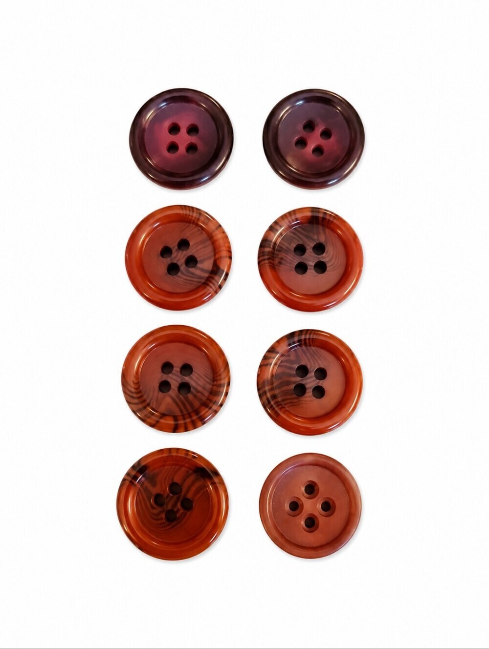 3/$30 Vintage Rust Purple Lucite Four Hole Acrylic Buttons